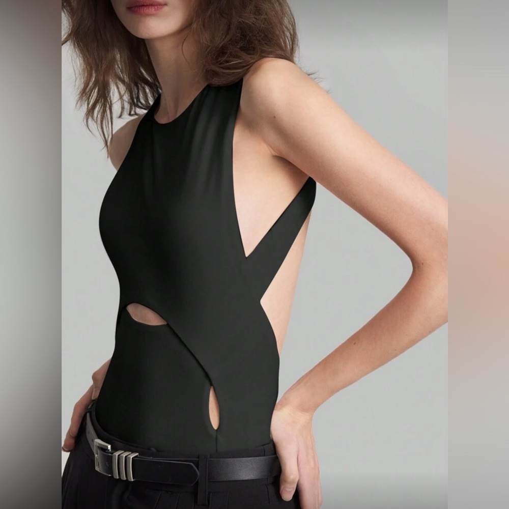 Stylish Black Cutout Bodysuit